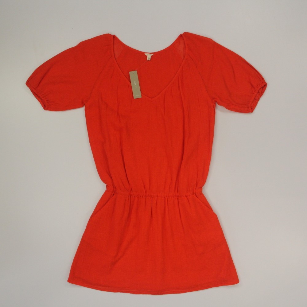 J Crew Women\'s Gauze Drop Waist Mini Dress Size XXS Crimson Red Lined NOS 68113