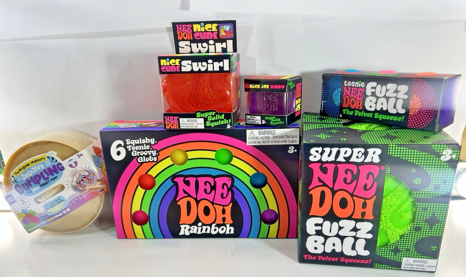 Needoh Lot 7 SUPER NEEDOH FUZZ ,,Swirl Cube Orange ,  Nice Baby And More