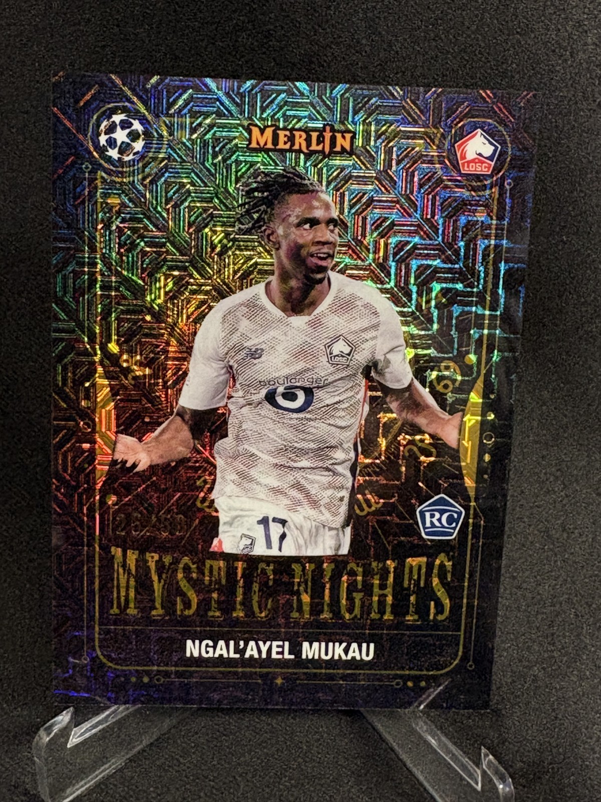 2024-25 Topps Merlin Ngal\'ayel Mukau Mystic Nights Gold Mojo RC /50 MN-15