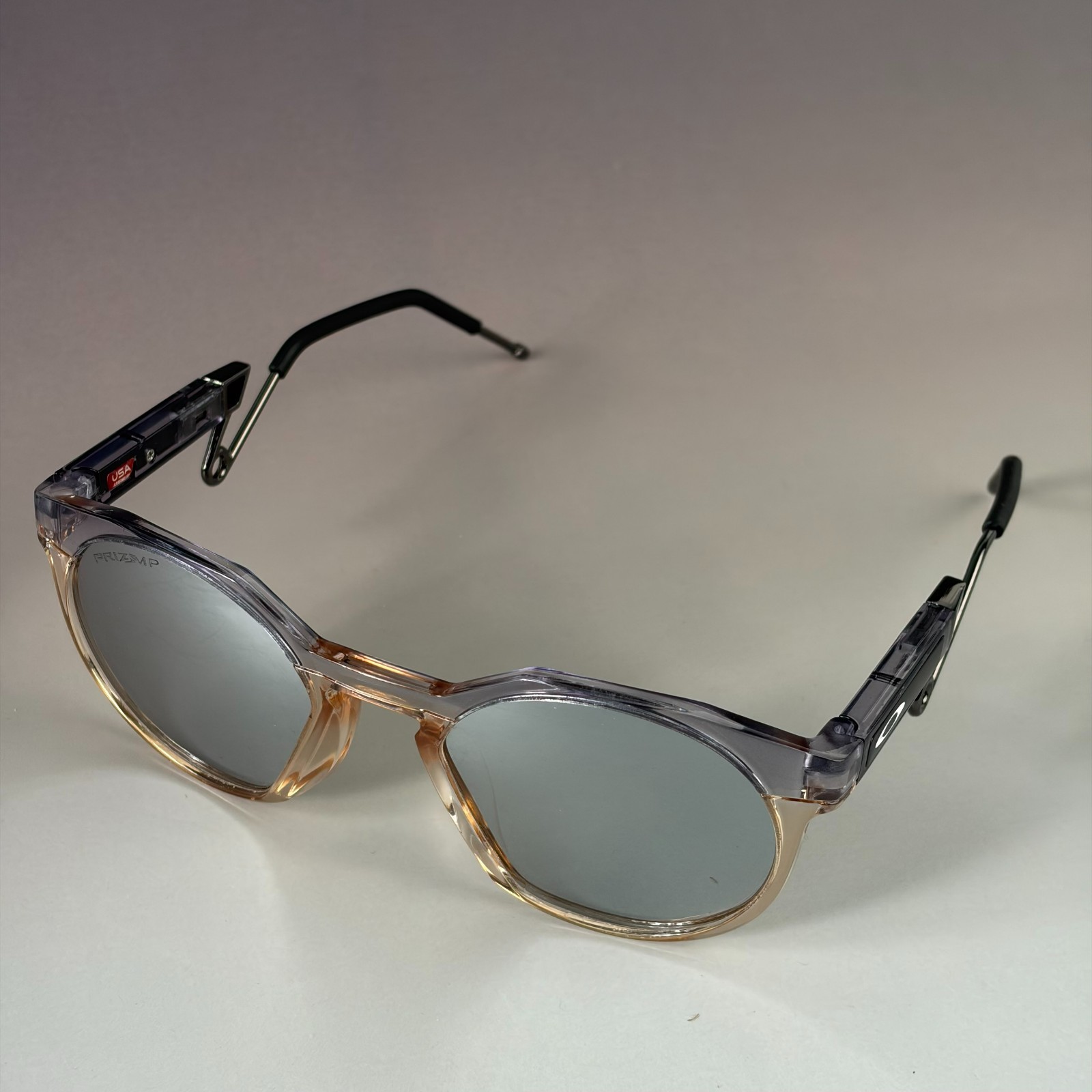 Oakley HSTN Metal Square Sunglasses Clear Grey Frame Prizm Silver Polarized New Oakley HSTN Metal Square Sunglasses Clear Grey Frame Prizm Silver Polarized New