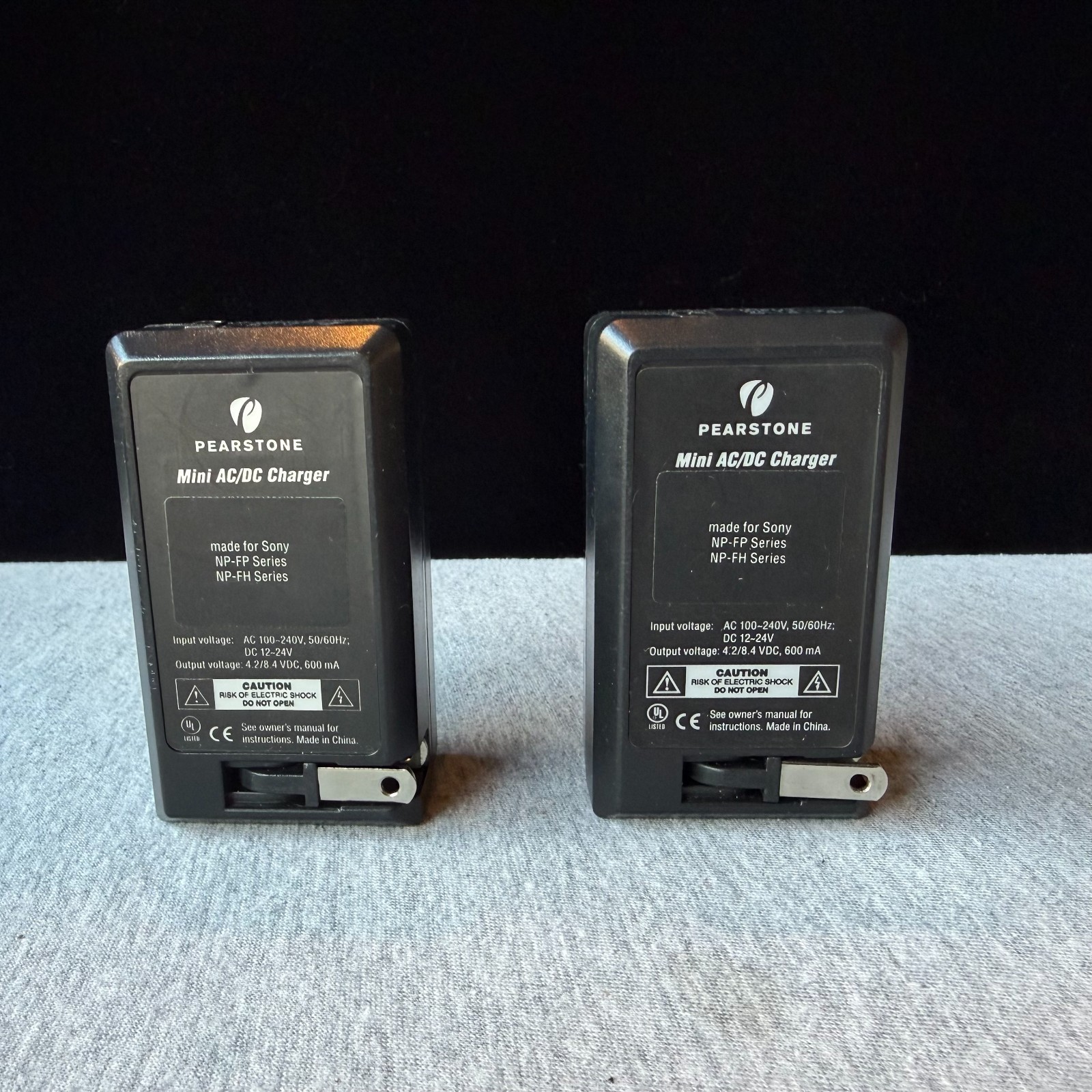 Lot 2 Pearstone Mini AC/DC Chargers for Sony NP-FP & NP-FH Series Batteries