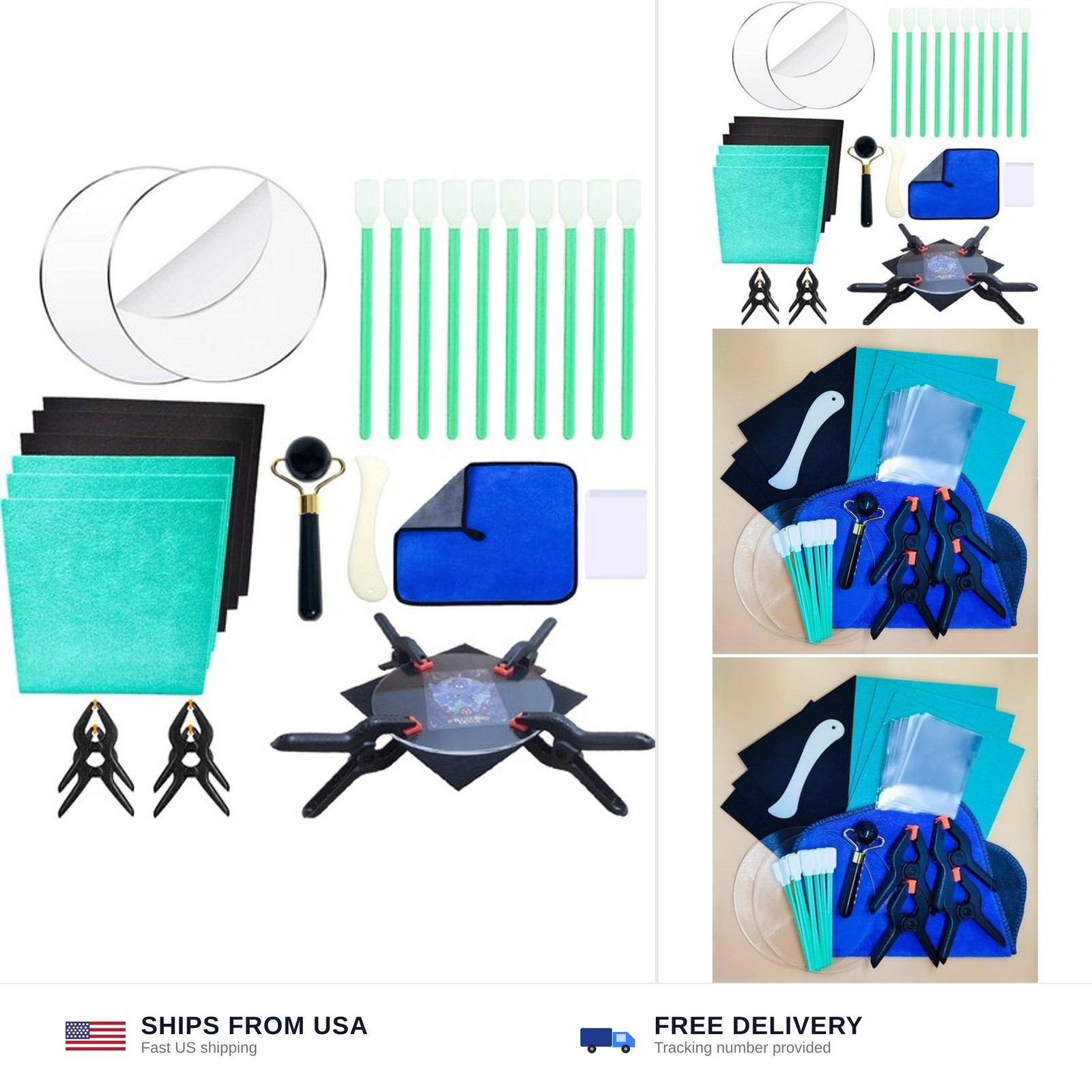 Luxiys Trading Card Cleaning Kit 28 Pc Acrylic Disc Clamps Mats Tools Repair