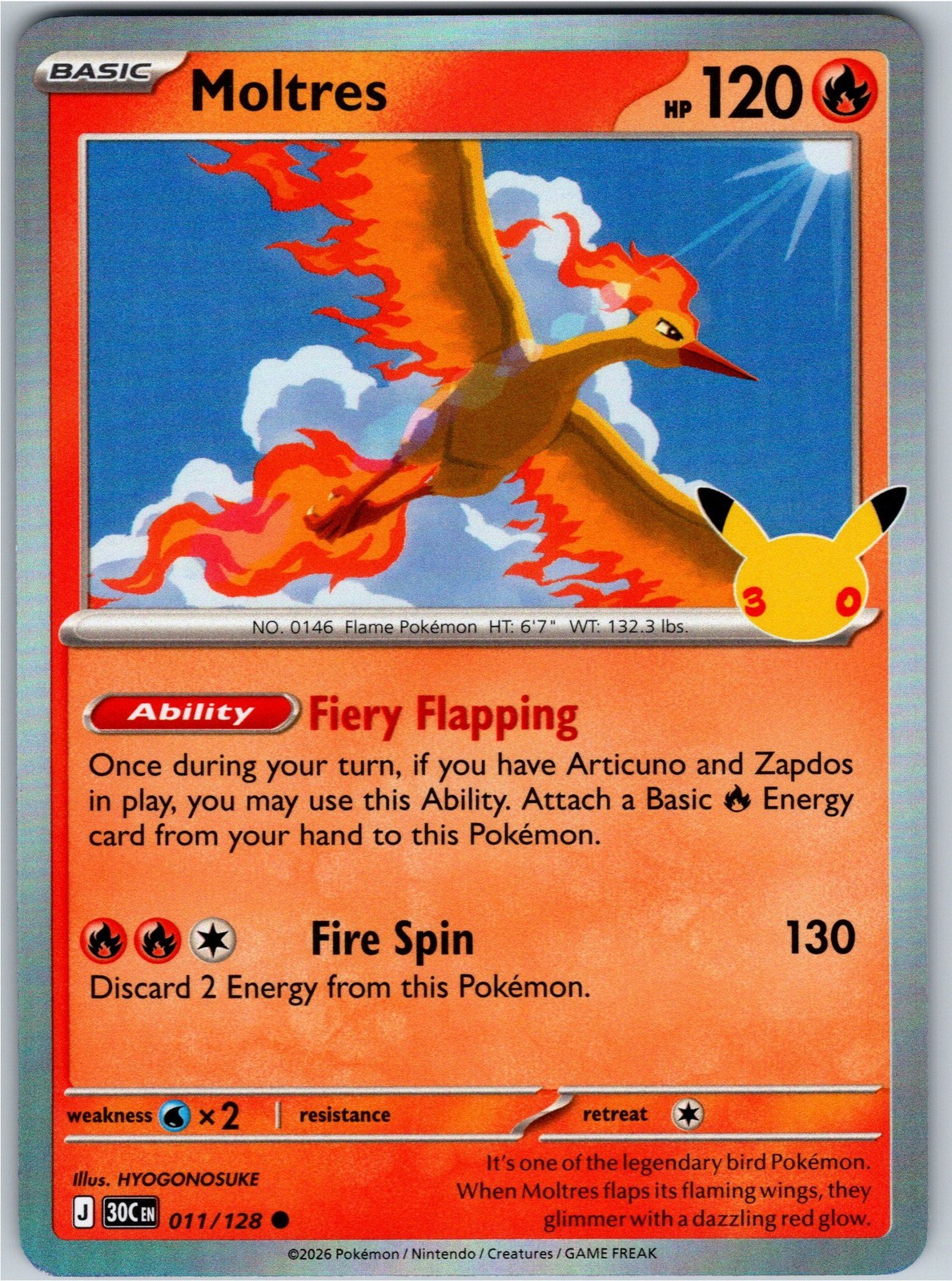 Moltres Holofoil [30C - 011/128] Pokemon NM