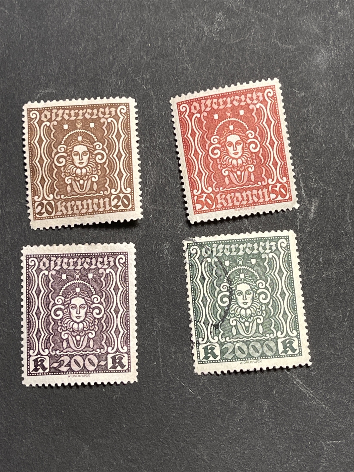 Austria 1922 4 Pcs Stamps (art Symbols) 2 MNH,1-MH,1-used Austria 1922 4 Pcs Stamps (art Symbols) 2 MNH,1-MH,1-used