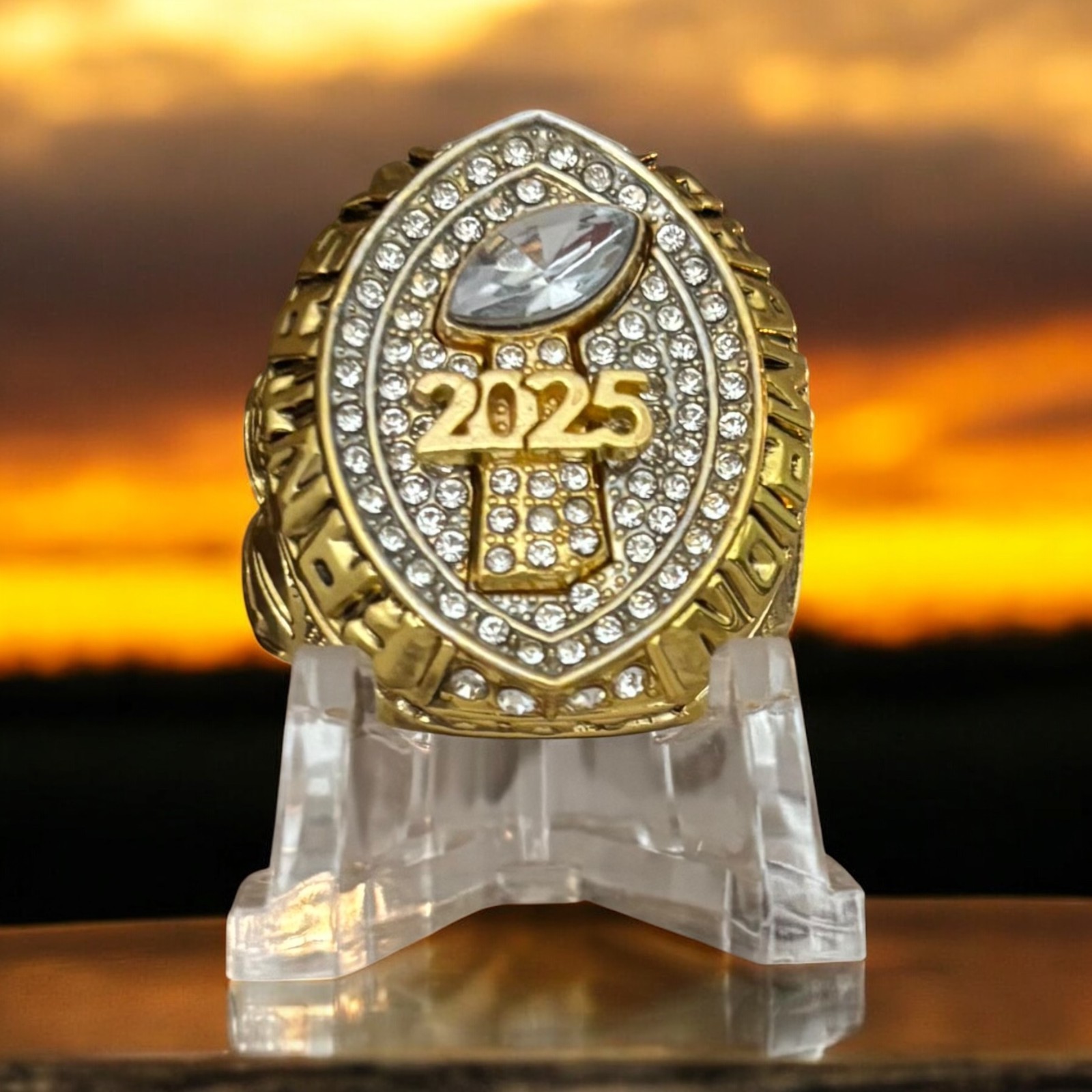 2025 Fantasy Football Championship Ring Gold + Silver Tone Heavy Solid + stand 2025 Fantasy Football Championship Ring Gold + Silver Tone Heavy Solid + stand
