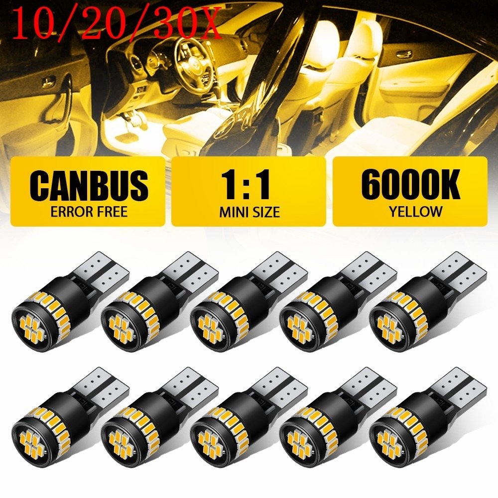 10/20/30X T10 168 194 2825 158 W5W  Amber Yellow License Side Marker Light Bulb