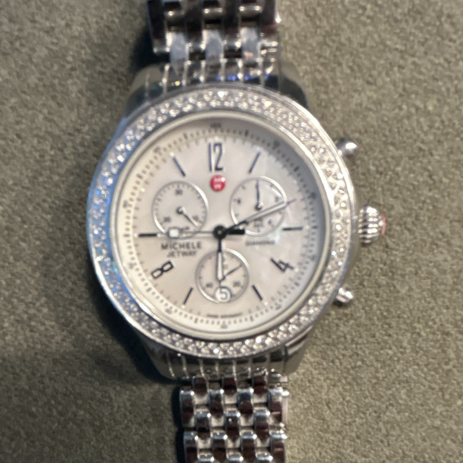 MICHELE Jetway Diamond Watch MW17A01A1025 MOP Chronograph 0.50ct – New Batt