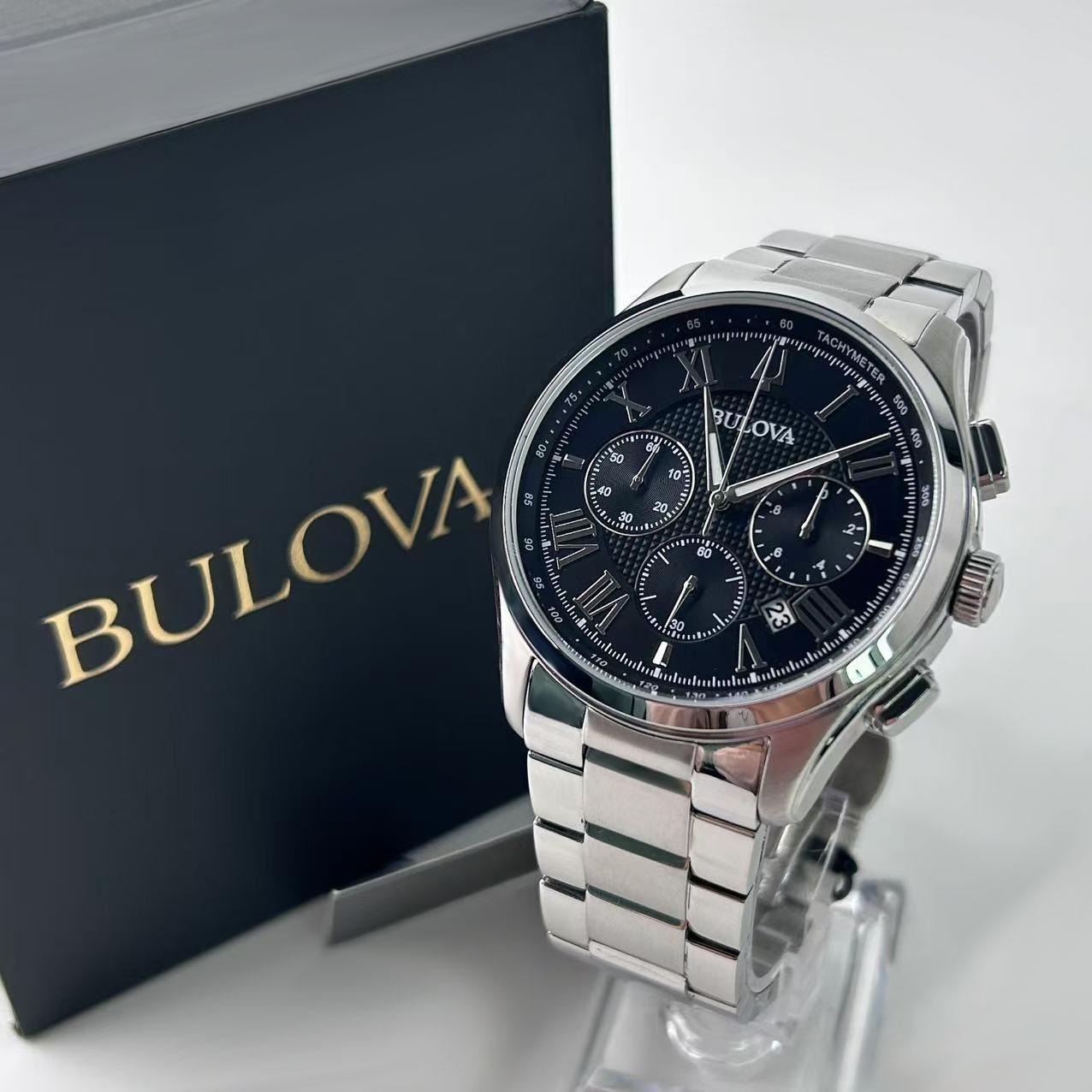 New Bulova Wilton 96B288 Men's Stainless Steel Chronograph Quartz Watch 46mm