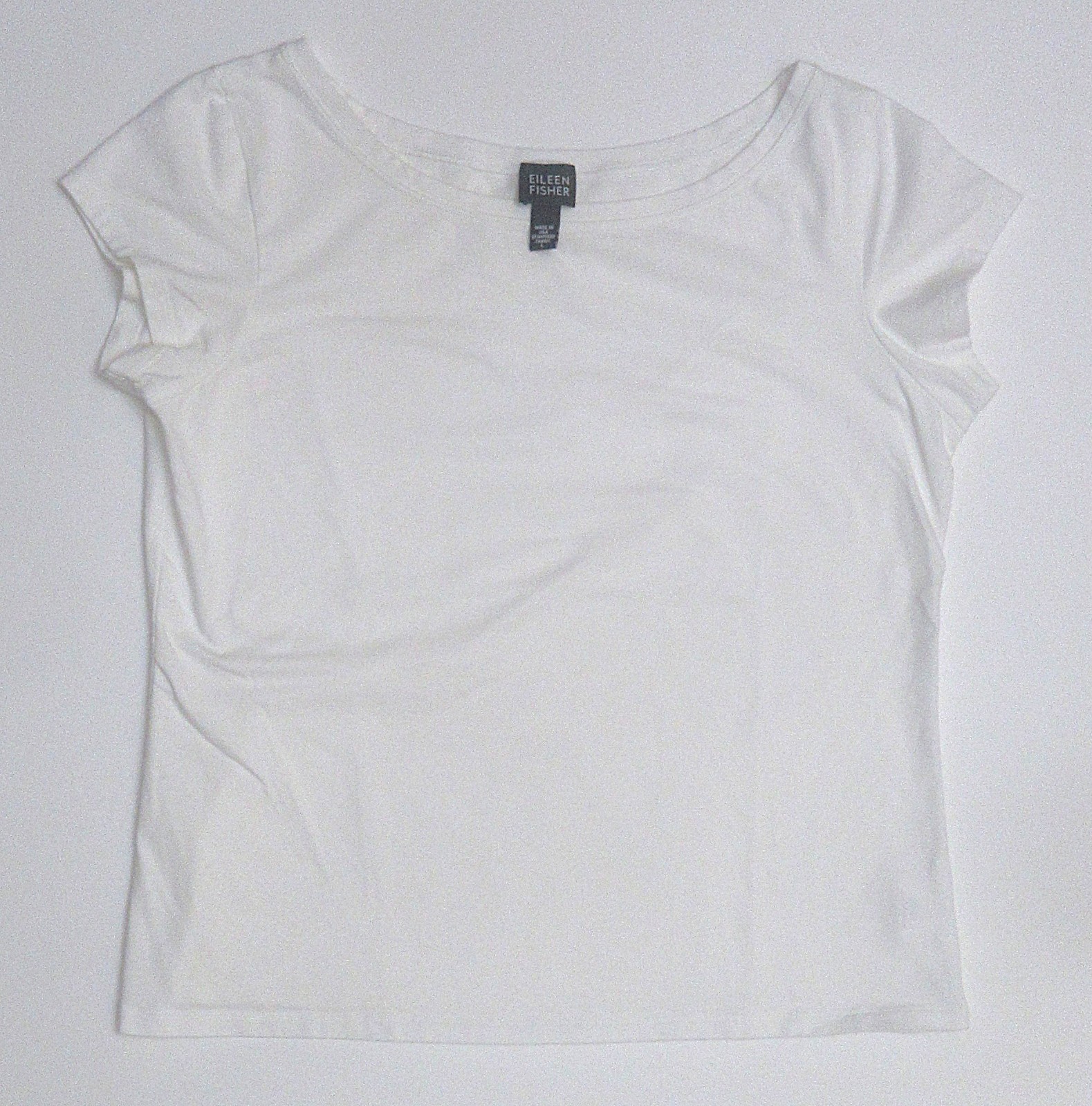 New Eileen Fisher Short Sleeve White Tee Shirt, Large, Made in USA New Eileen Fisher Short Sleeve White Tee Shirt, Large, Made in USA