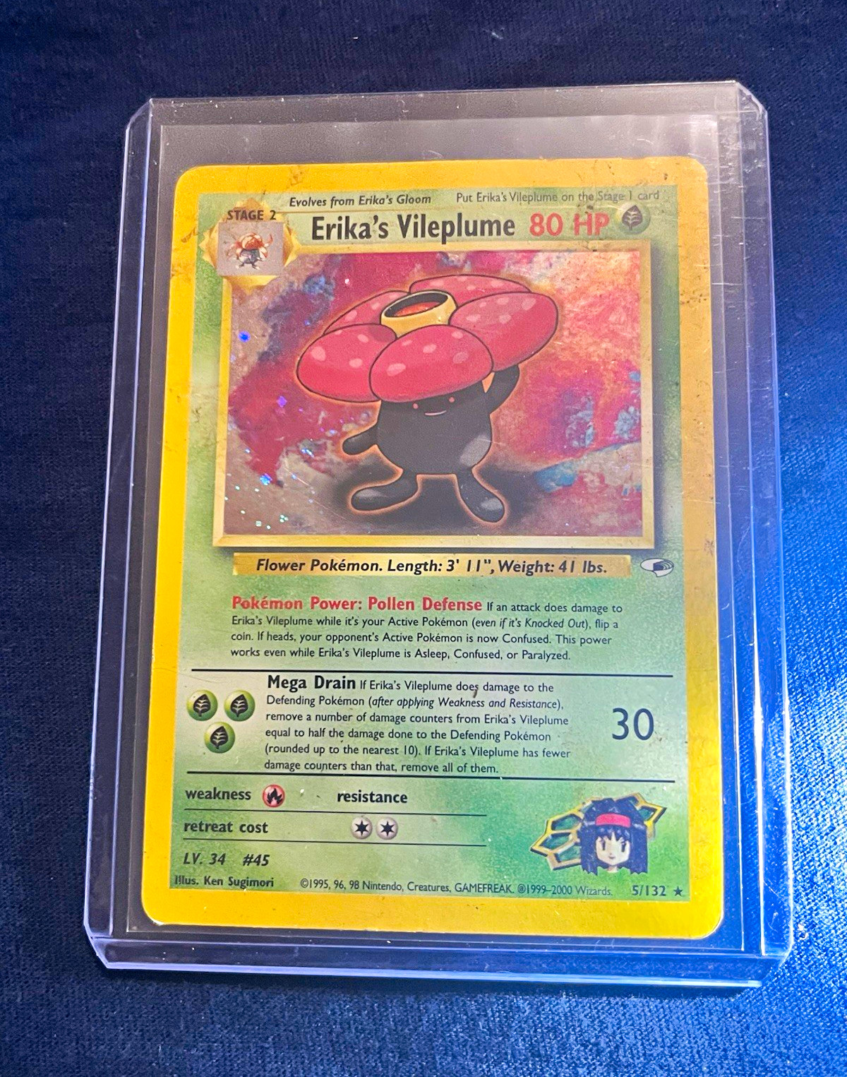 Pokemon Erika's Vileplume 5/132 Gym Challenge 1999 Holo Rare 80 HP English Pokemon Erika's Vileplume 5/132 Gym Challenge 1999 Holo Rare 80 HP English