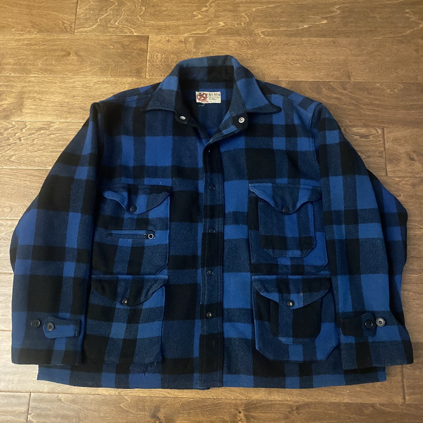 Vtg 50s Black Bear Outdoor Clothing Seattle Blue Buffalo Wool Cruiser Jacket Vtg 50s Black Bear Outdoor Clothing Seattle Blue Buffalo Wool Cruiser Jacket