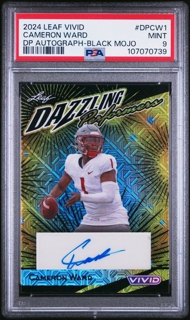 Cam Ward Auto 2024 Leaf Vivid Black Mojo Cameron Autograph /5 PSA 9 MINT