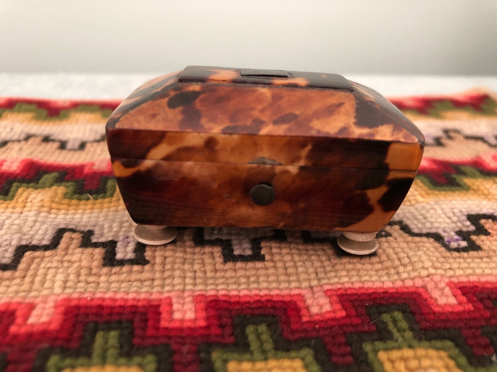Antique 1800 Miniature Georgian Faux Turtle Shell Sewing Casket Dollhouse 1:6 Antique 1800 Miniature Georgian Faux Turtle Shell Sewing Casket Dollhouse 1:6