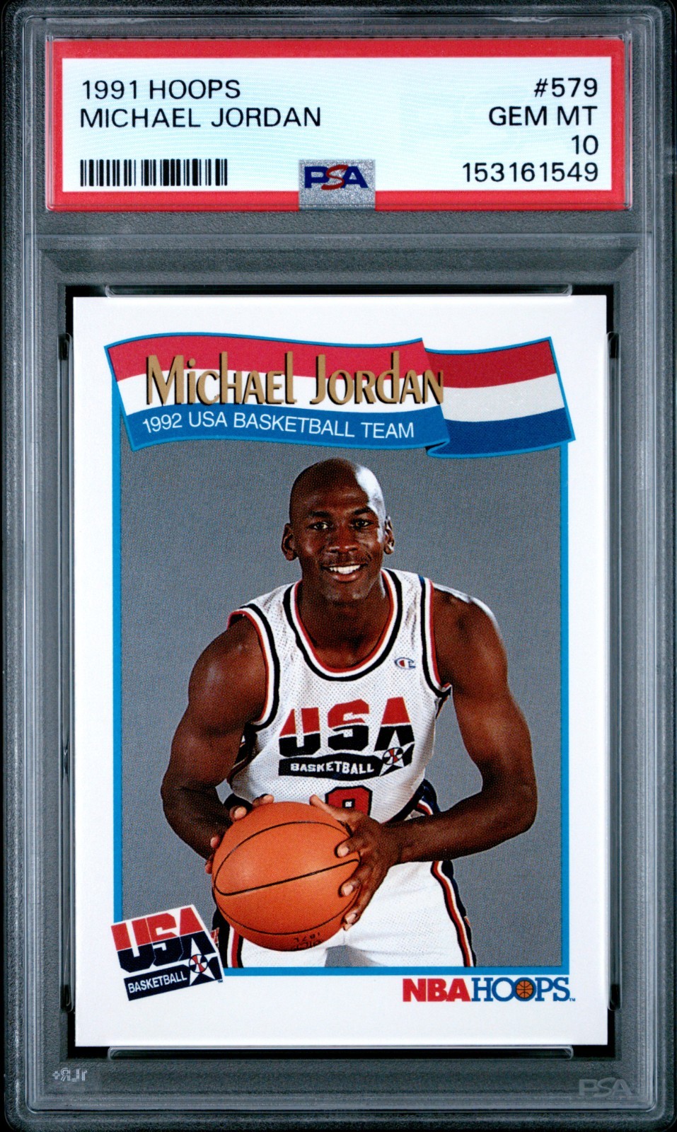 1991 Hoops Michael Jordan USA Basketball Team #579 PSA 10GEM 1991 Hoops Michael Jordan USA Basketball Team #579 PSA 10GEM