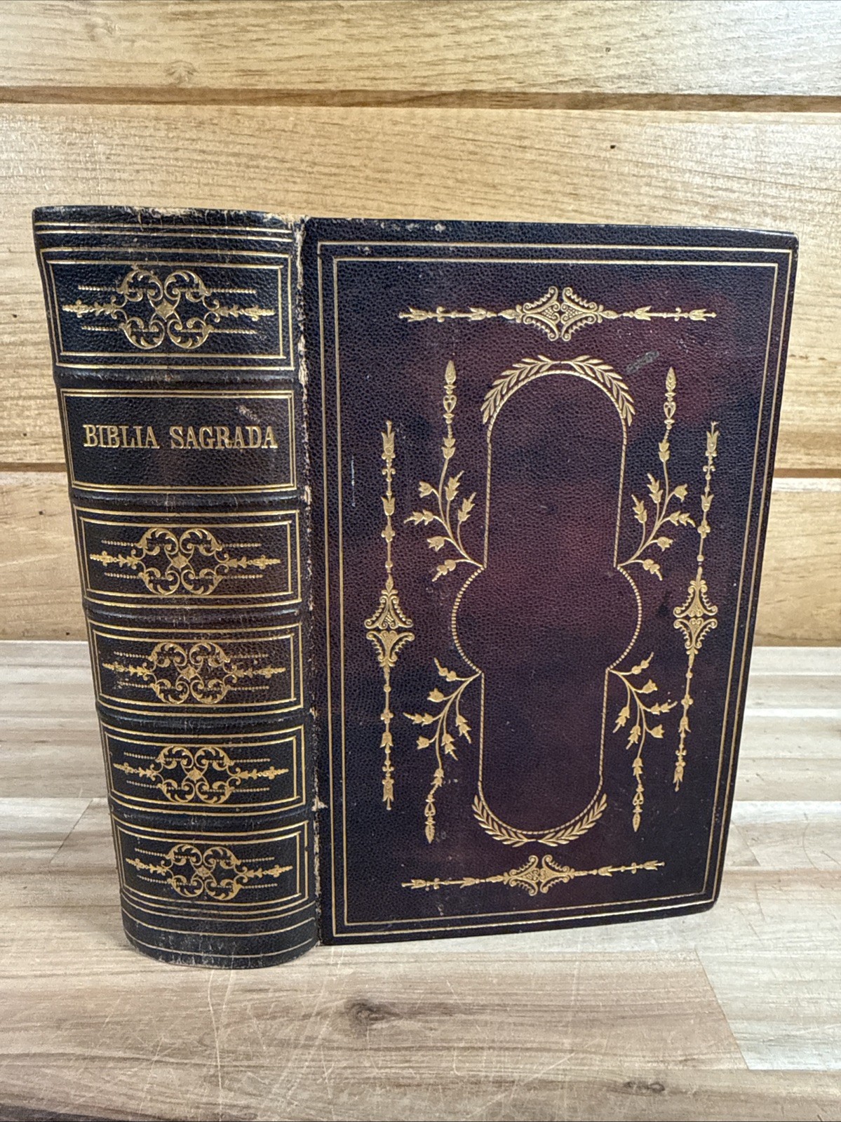 1854 HOLY BIBLE rare PORTUGUESE leather AMERICAN BIBLE SOCIETY fine binding OLD