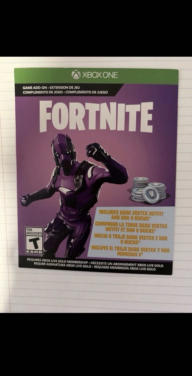 Microsoft Xbox One Fortnite Dark Vertex Outfit Digital Code + 500 V-Bucks Microsoft Xbox One Fortnite Dark Vertex Outfit Digital Code + 500 V-Bucks