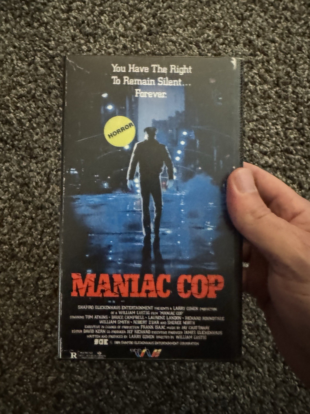 Maniac Cop VHS 1988 Horror Movie TWE Trans World Entertainment Clam 1st VG Maniac Cop VHS 1988 Horror Movie TWE Trans World Entertainment Clam 1st VG