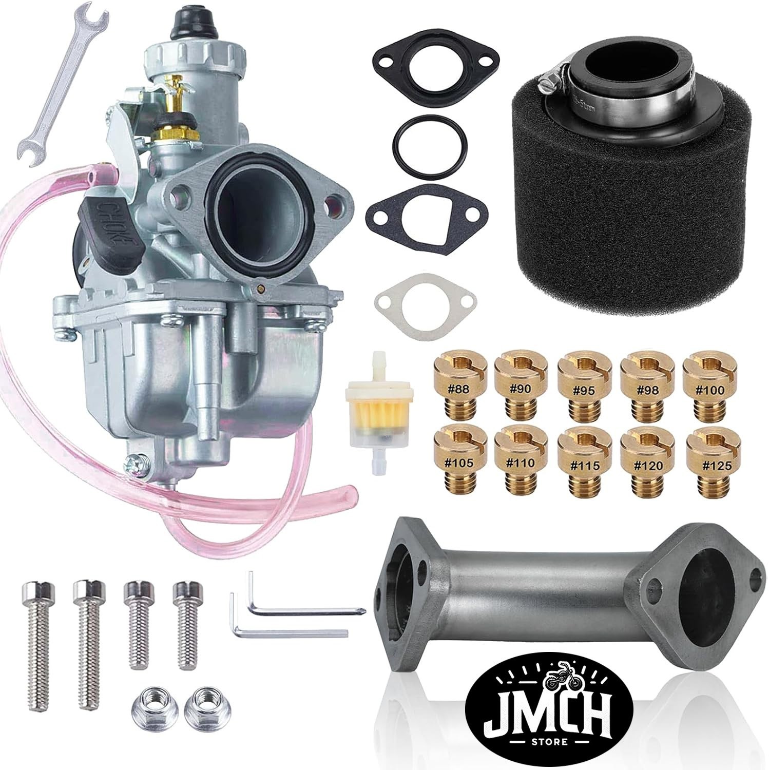 Black VM22 Carburetor Curved Manifold Kit for Coleman CT200U BT200X Mini Bike