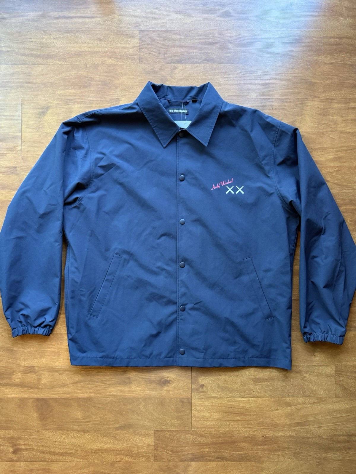 NWT RARE SAMPLE Uniqlo KAWS x Andy Warhol Coach Jacket Navy 476316 Size XXL 2XL