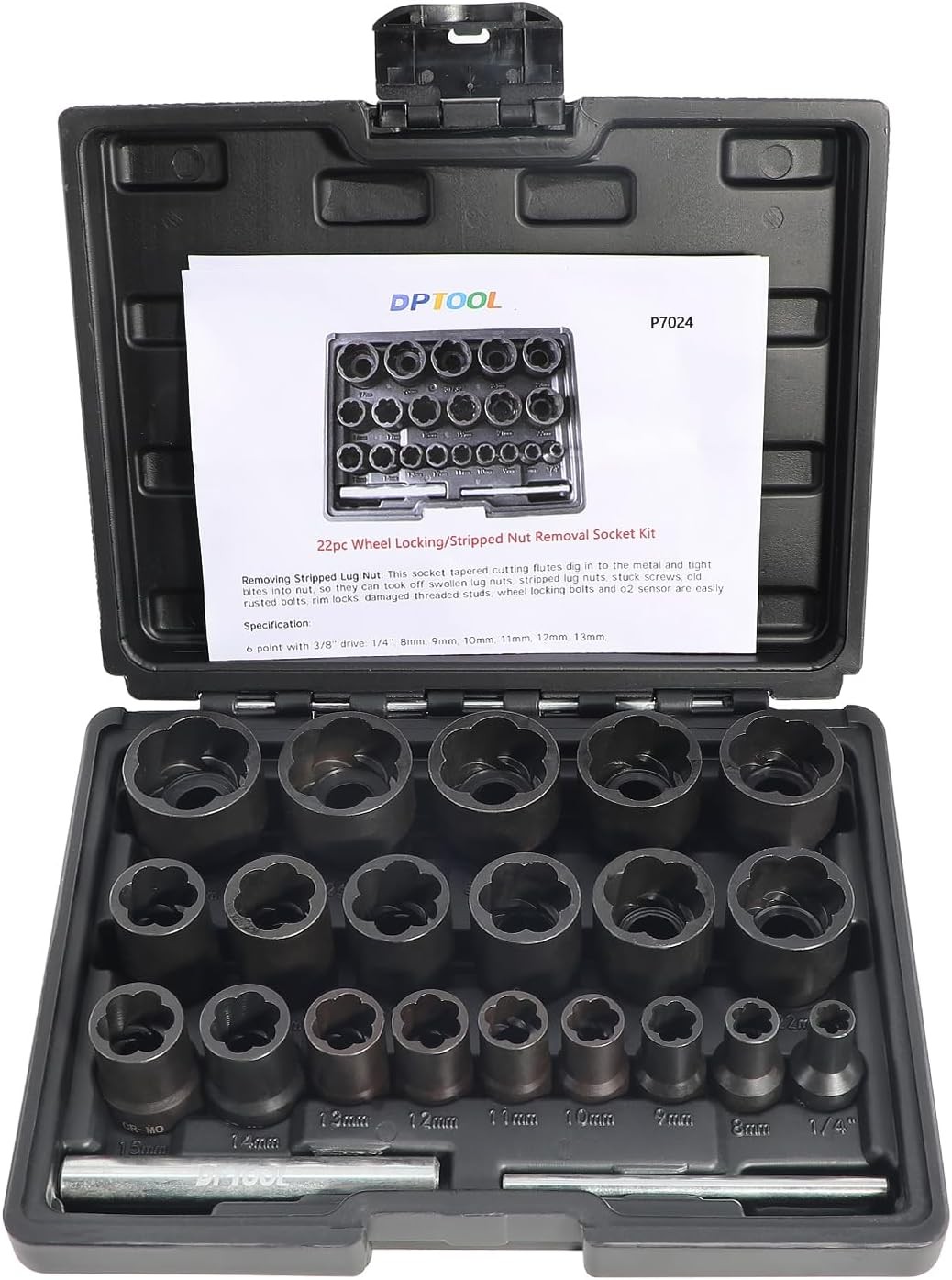 22 Piece Bolt Nut Extractor Set, 1/2