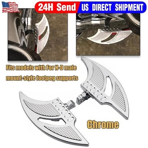 Chrome Motorcycle CNC Cut FootPegs Rear Passenger Floorboards For Harley Touring