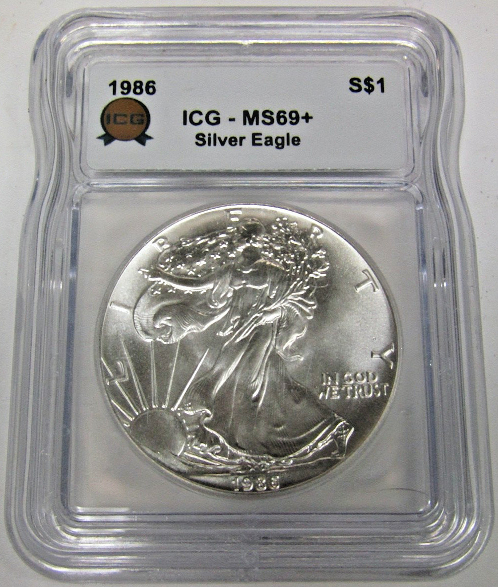 1986 American Silver Eagle ICG MS 69+