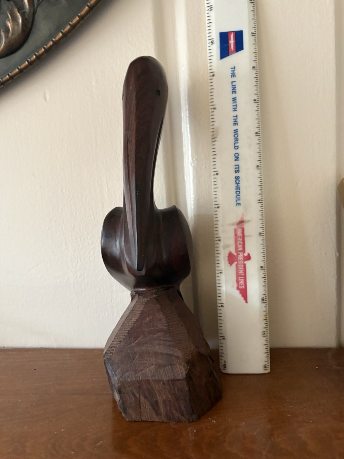 Vtg Handcarved Wooden Pelican 10