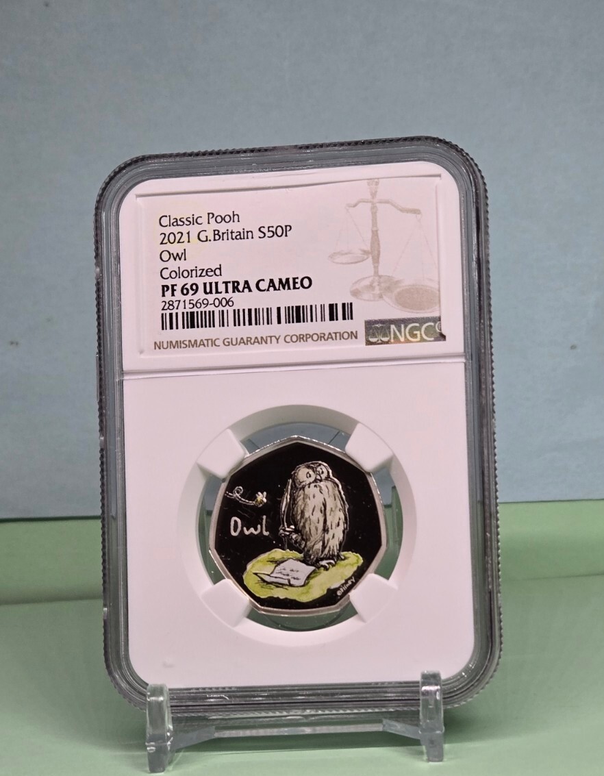2021 GREAT BRITAIN 50p DISNEY'S CLASSIC POOH - OWL - NGC PF69 UC COIN not niue