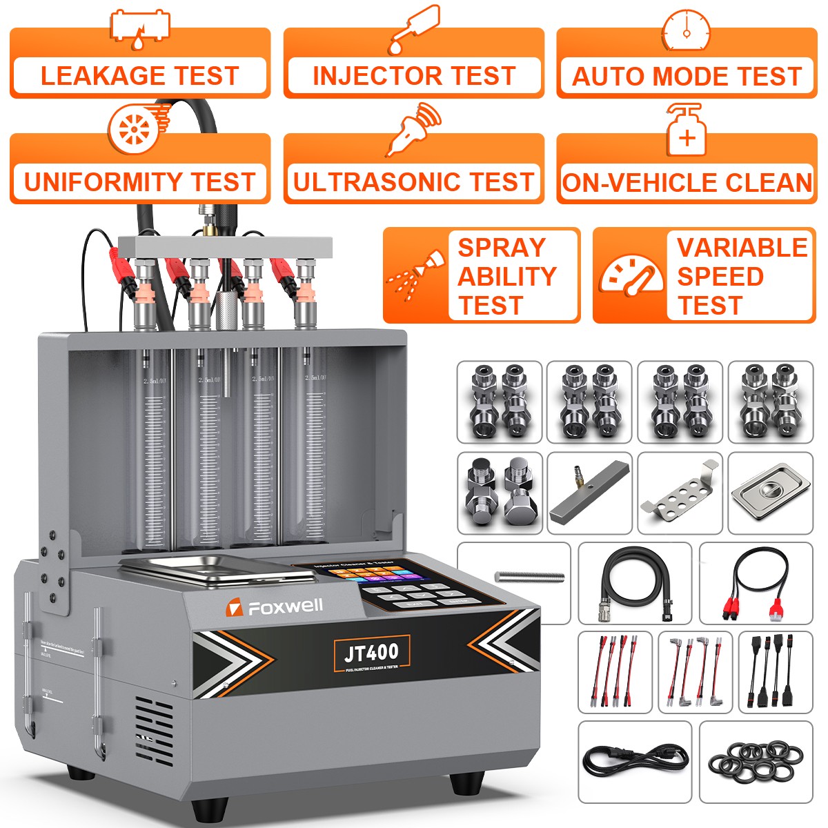 FOXWELL JT400 4 Cylinders Injector Cleaning Machine Fuel Injector Cleaner Tester