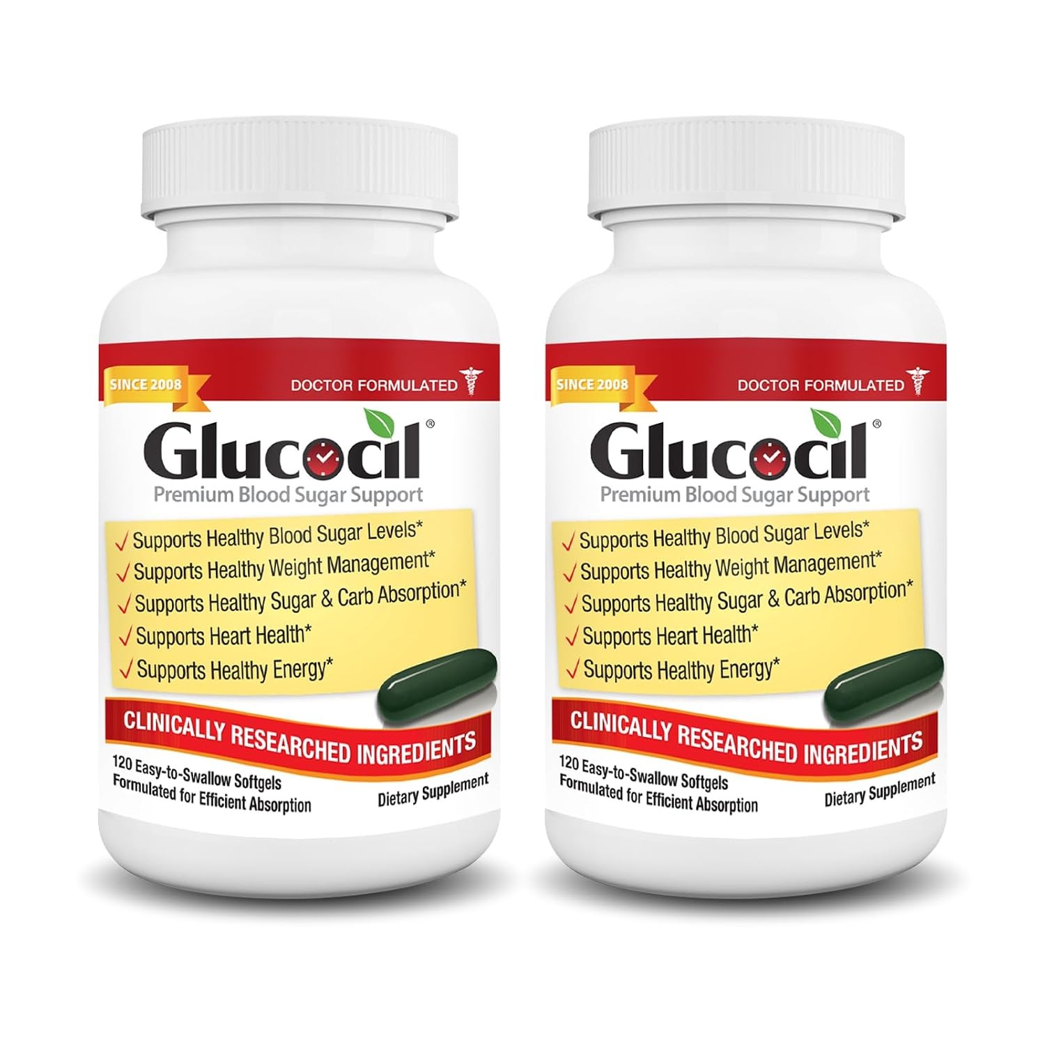 Glucocil Blood Sugar Support Softgels Supplement New Clinical Study Formula