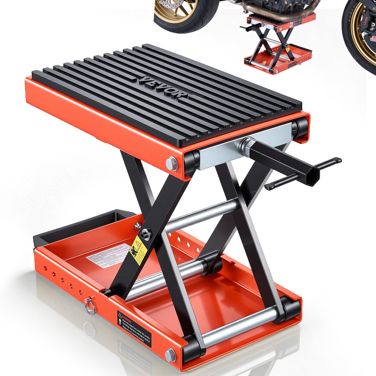 VEVOR Motorcycle Lift, 1500 lbs 19.3 x 9.6 x 4.1 in, Orange and Black