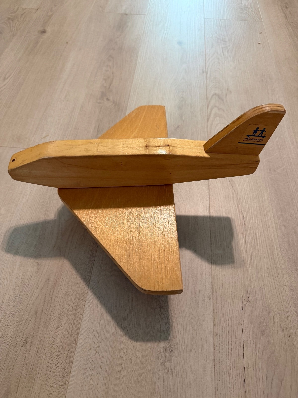 VINTAGE Rare “ Holbrook Patterson” Solid WOODEN  AIRPLANE With Wheels