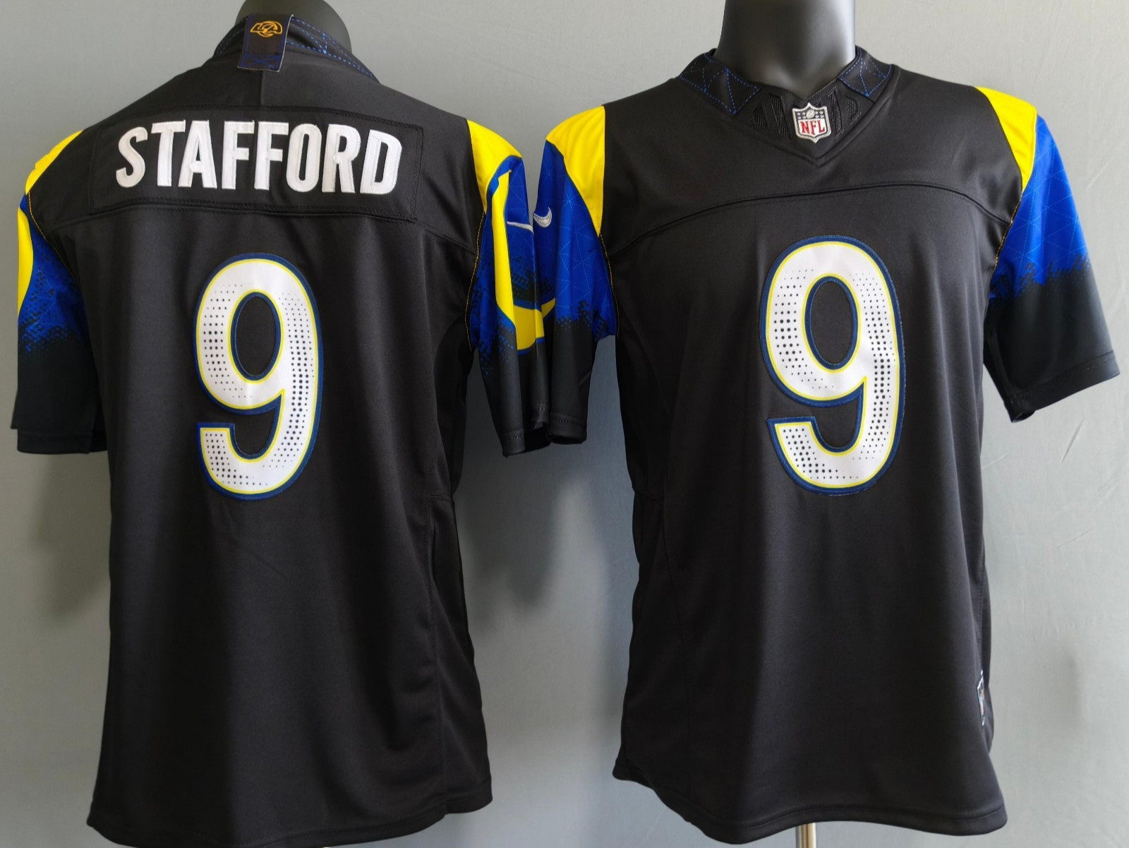 Tariffs​ Free LAR Rams FUSE Rivalries Collection Black Sewn Stitched Jersey.