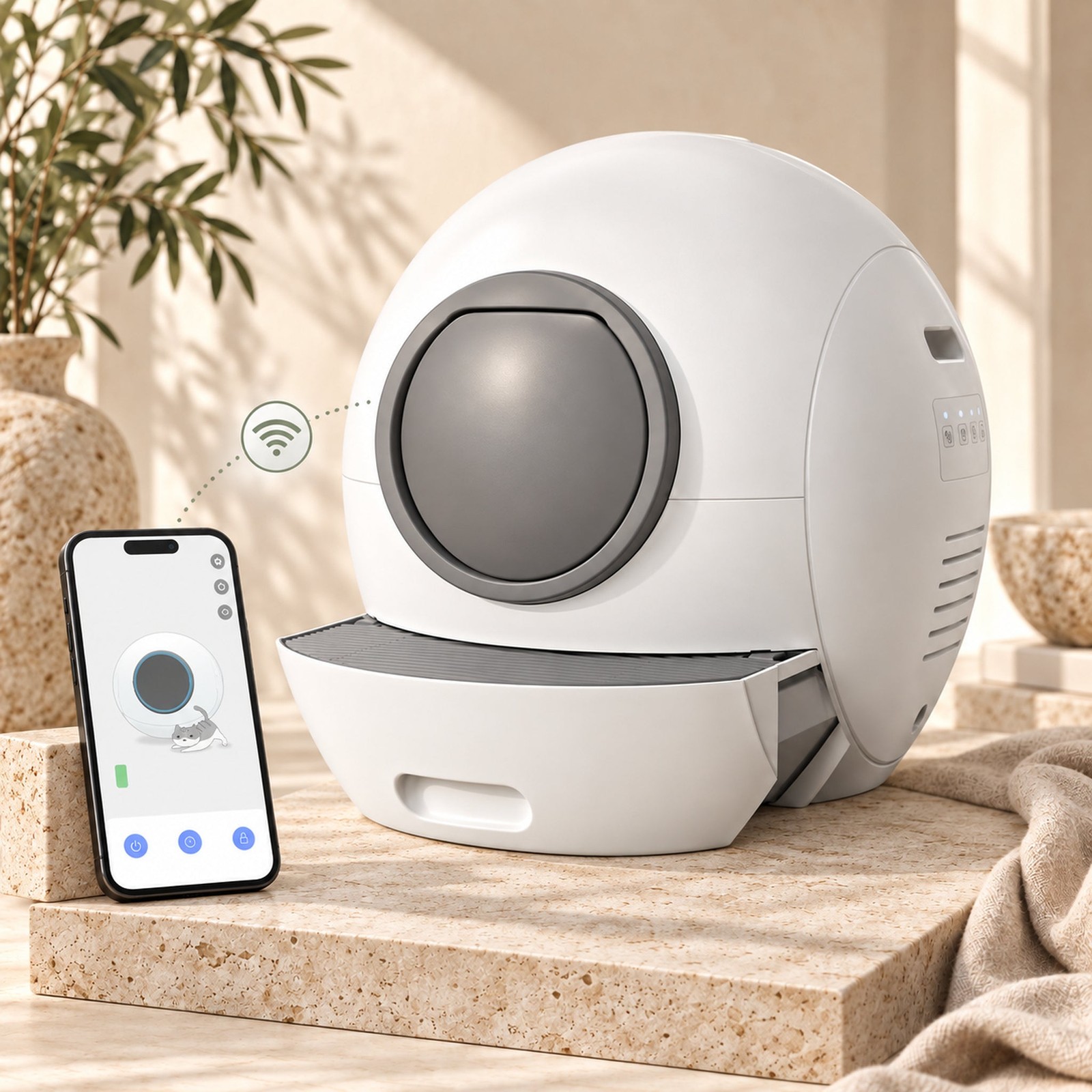 WiFi Self Cleaning Cat Litter Box Smart App Control Automatic