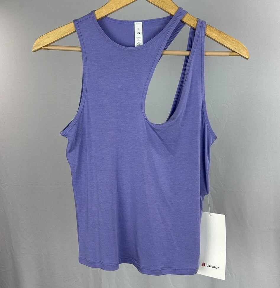 Lululemon Cut Out Shoulder Yoga Tank Top Women Size 4 Purple Active Lavender NEW Lululemon Cut Out Shoulder Yoga Tank Top Women Size 4 Purple Active Lavender NEW