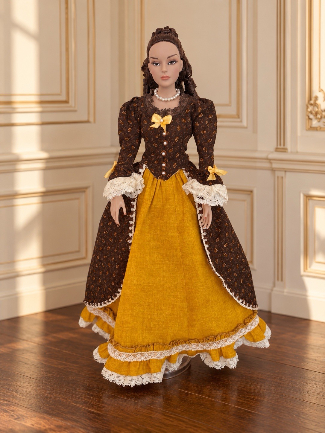 ~Pearls & Golden Lace~ OOAK Robe à l’Anglaise Outfit Gown For Tonner RTB101 Doll