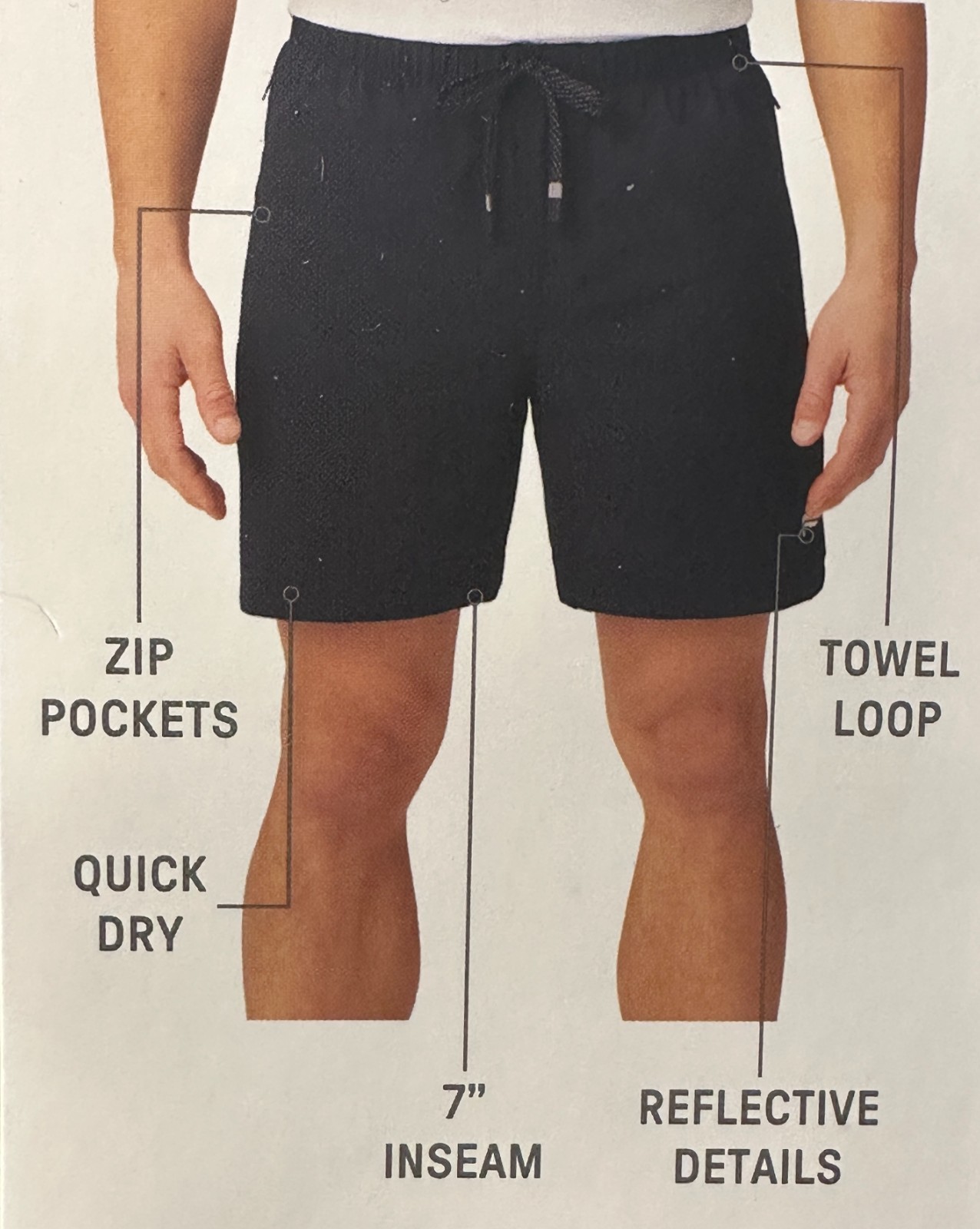 FABLETICS Men\'s Active Shorts Quick Dry 7 Inseam Gym Workout Zip Pockets XL  XXL