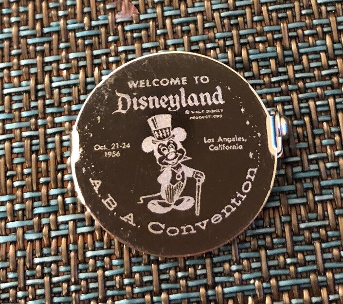 1956 Disneyland Rare Mickey Mouse Pinback Button A.B.A. Bankers Convention Pin 1956 Disneyland Rare Mickey Mouse Pinback Button A.B.A. Bankers Convention Pin