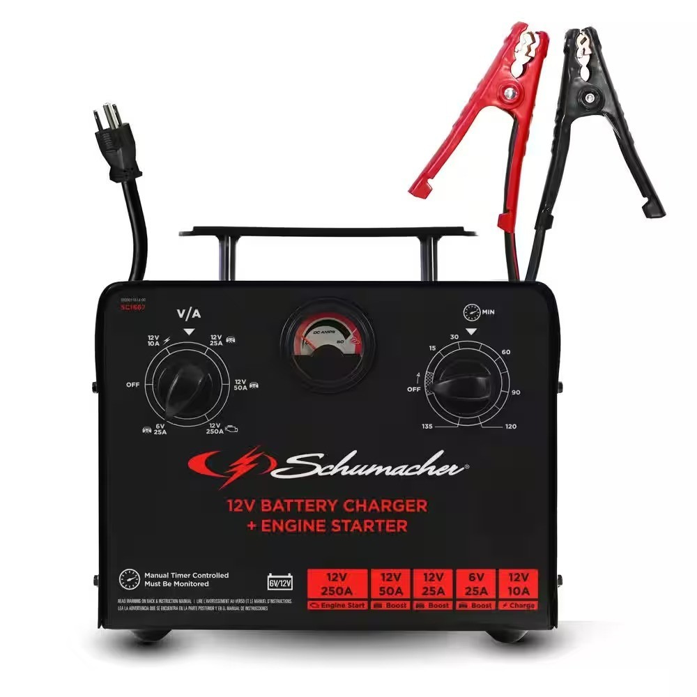 Schumacher 250A Manual Timer-Controlled Car Battery Charger Engine Starter,6/12V