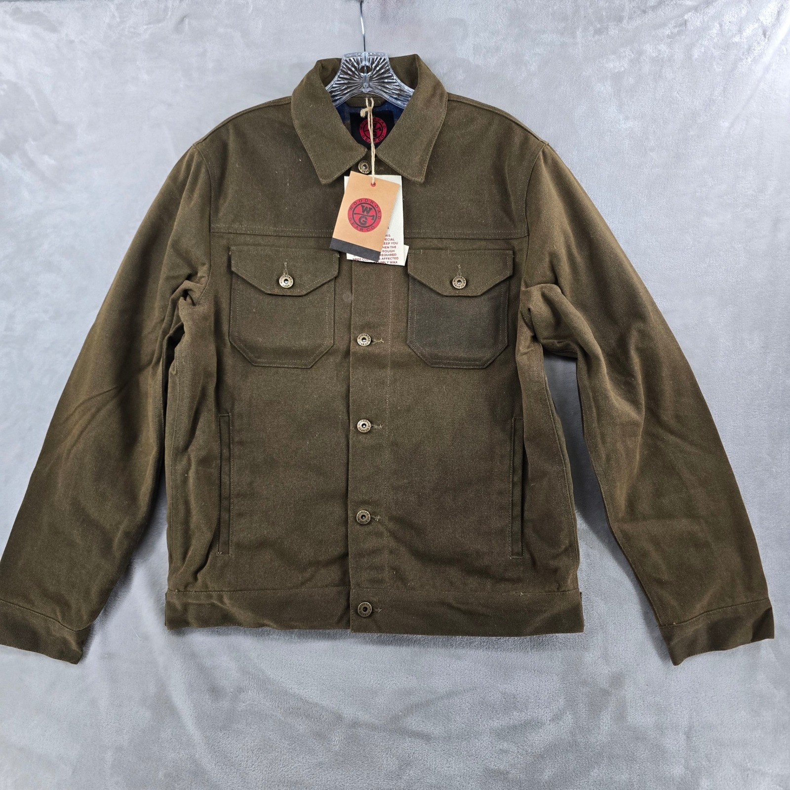 Woodroad Gear Co Ranch Hand Waxed Canvas Trucker Jacket Mens Medium Loden Green