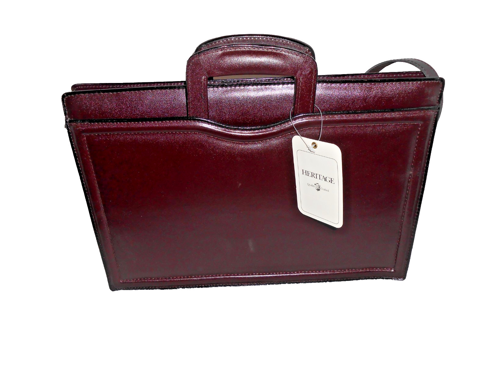 Heritage Top Grain Leather Portfolio Briefcase Burgundy VTG NOS Open Box