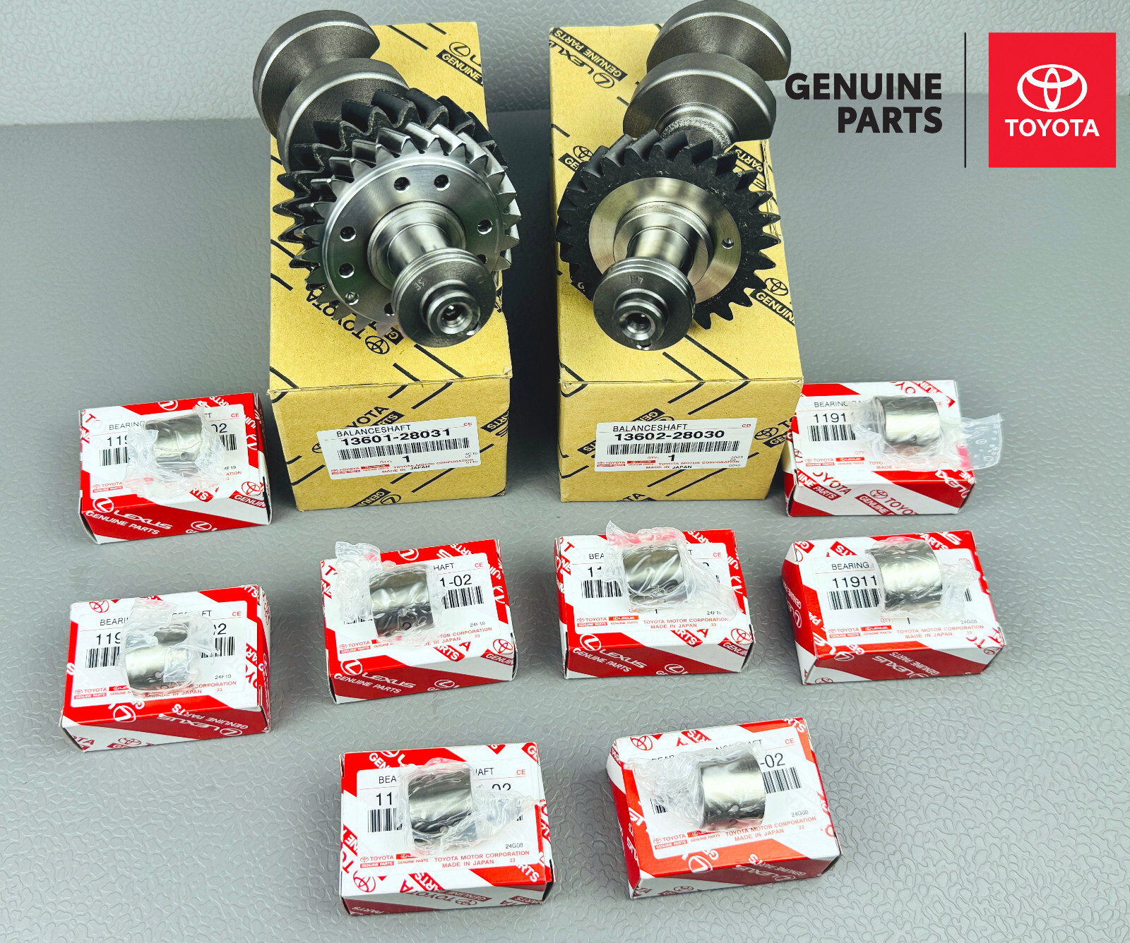 GENUINE TOYOTA BALANCE SHAFT SET W/BEARING SET (8 PCS) 2AZ-FE NO.1 & NO.2 GENUINE TOYOTA BALANCE SHAFT SET W/BEARING SET (8 PCS) 2AZ-FE NO.1 & NO.2