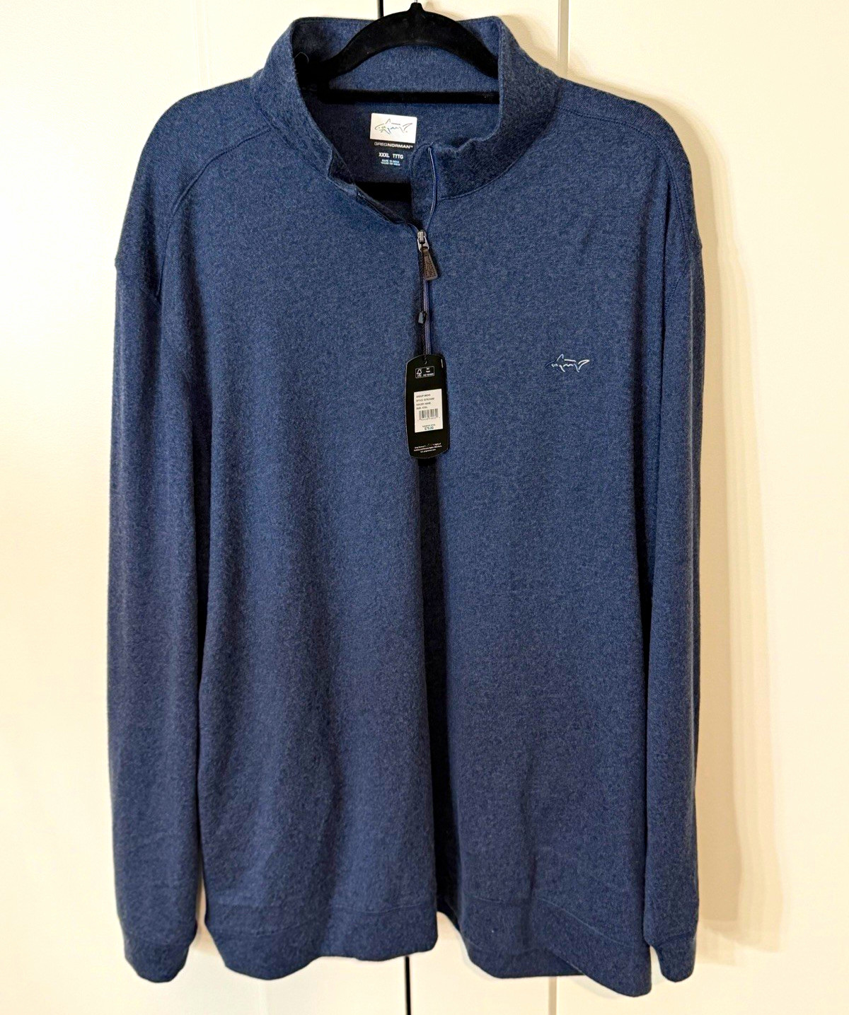 Greg Norman Men\'s Blue Golf Sweater 1/2 Zip Mock Neck Logo XXXL Greg Norman Men\'s Blue Golf Sweater 1/2 Zip Mock Neck Logo XXXL