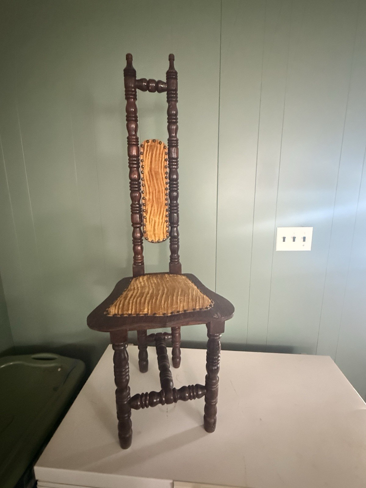 Jacobean Spanish Hall Prayer Chair 48 “ Gothic Antique, Jacobean Spanish Hall Prayer Chair 48 “ Gothic Antique,