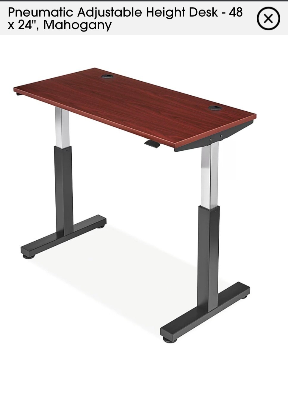 NEW ULINE U-LINE PNEUMATIC ADJUSTABLE HEIGHT MAHOGANY DESK H-10242MAH 48 x 24 NEW ULINE U-LINE PNEUMATIC ADJUSTABLE HEIGHT MAHOGANY DESK H-10242MAH 48 x 24
