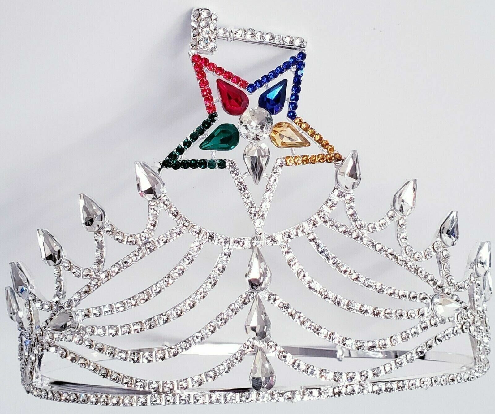 Freemason Masonic OES Matron SILVER TONE Rhinestone O.E.S Adjustable CROWN Freemason Masonic OES Matron SILVER TONE Rhinestone O.E.S Adjustable CROWN