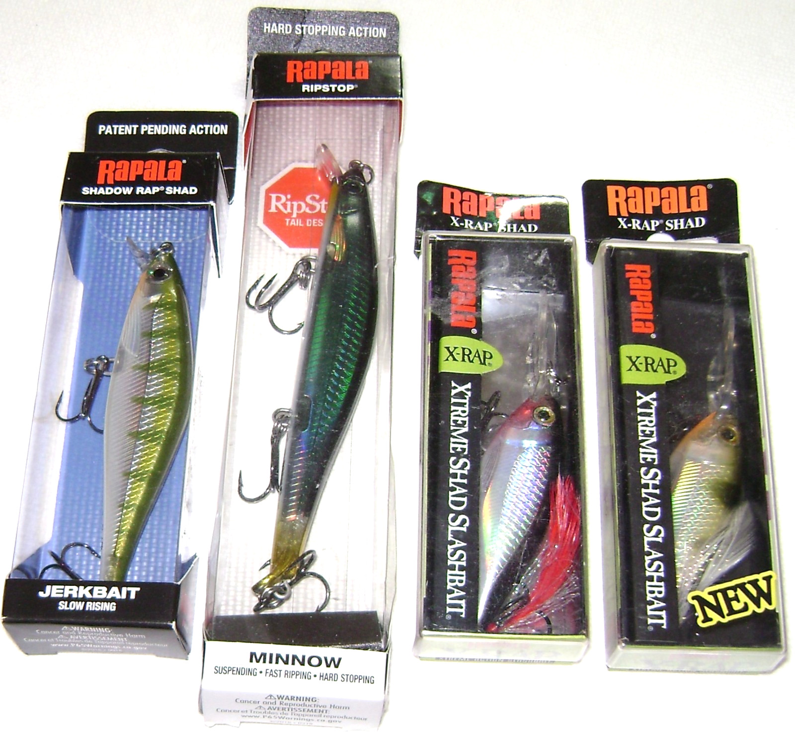 RAPALA LURES X-RAP SHAD SHADOW RAP RIPSTOP XRS6 RPS12 SDRS9 LOT