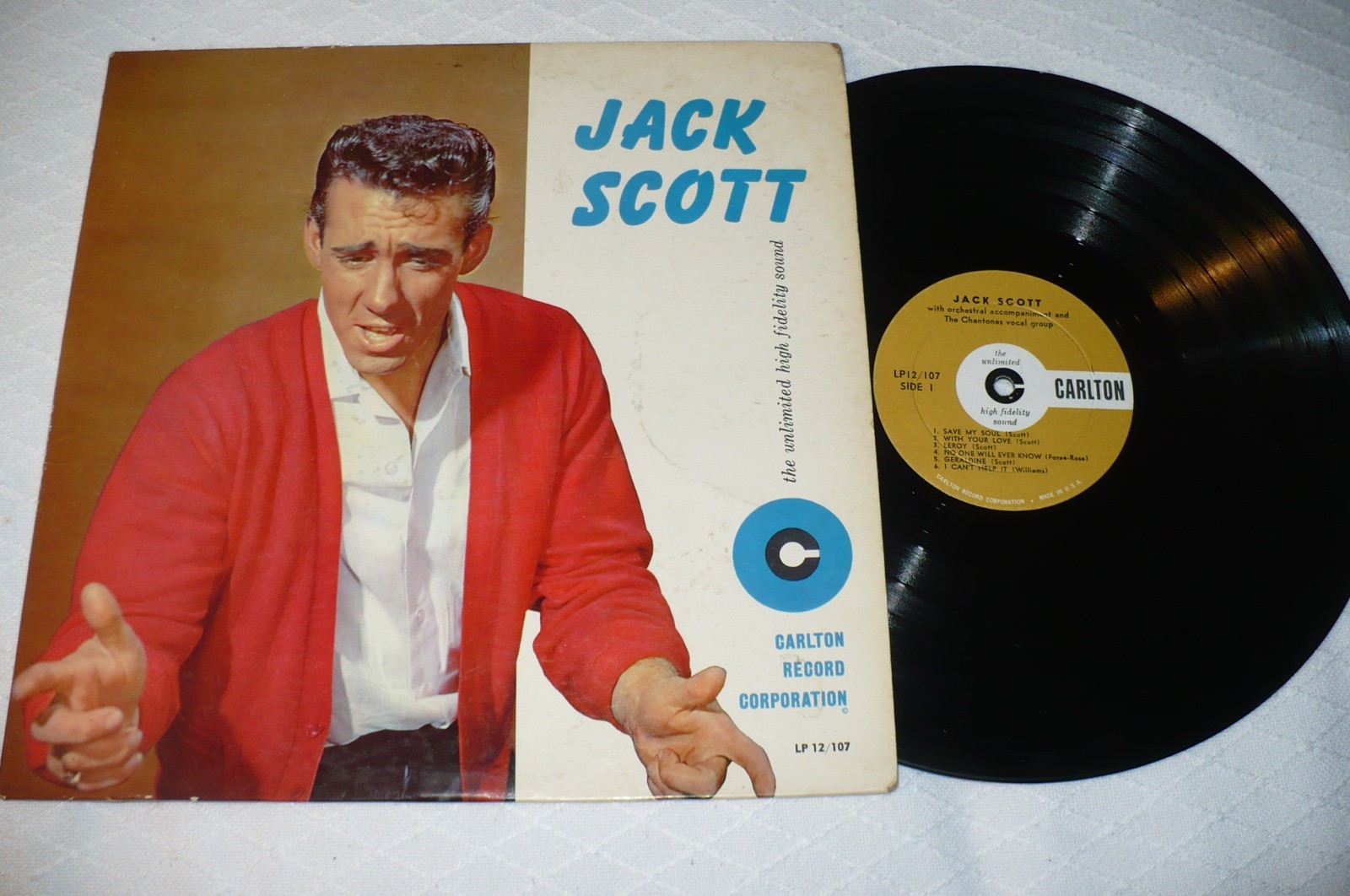 Jack Scott LP, Jack Scott, Carlton LP12/ 107, ORIGINAL 1958