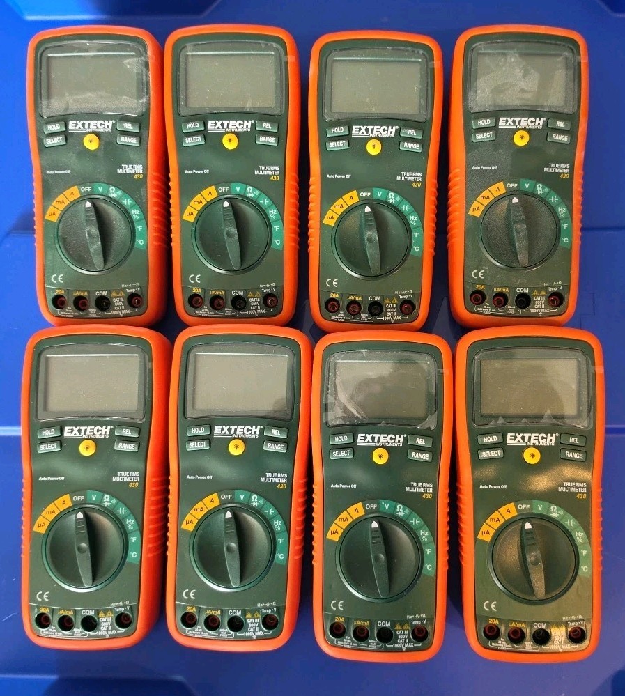 Lot Of 8 Extech Instruments Digital True RMS Multimeter 430 - (Meters Only) Lot Of 8 Extech Instruments Digital True RMS Multimeter 430 - (Meters Only)