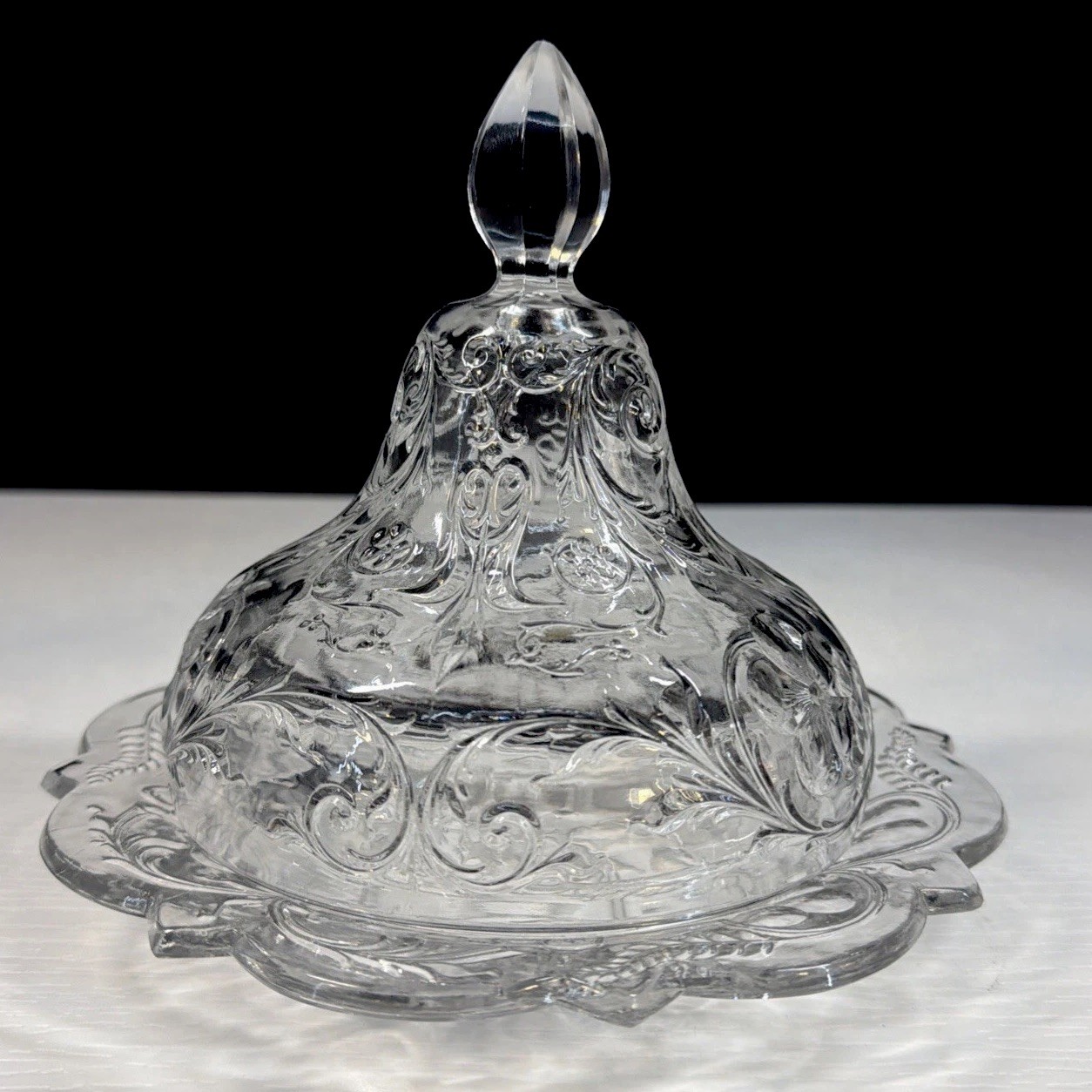 Rare Antique McKee Pres-Cut Rock Crystal Clear Dome Butter Dish EAPG Stunning Rare Antique McKee Pres-Cut Rock Crystal Clear Dome Butter Dish EAPG Stunning
